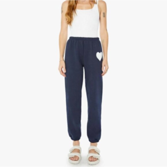 SPRWMN Navy Blue Heart Logo Fleece Jogger Sweatpants XS - Picture 1 of 15